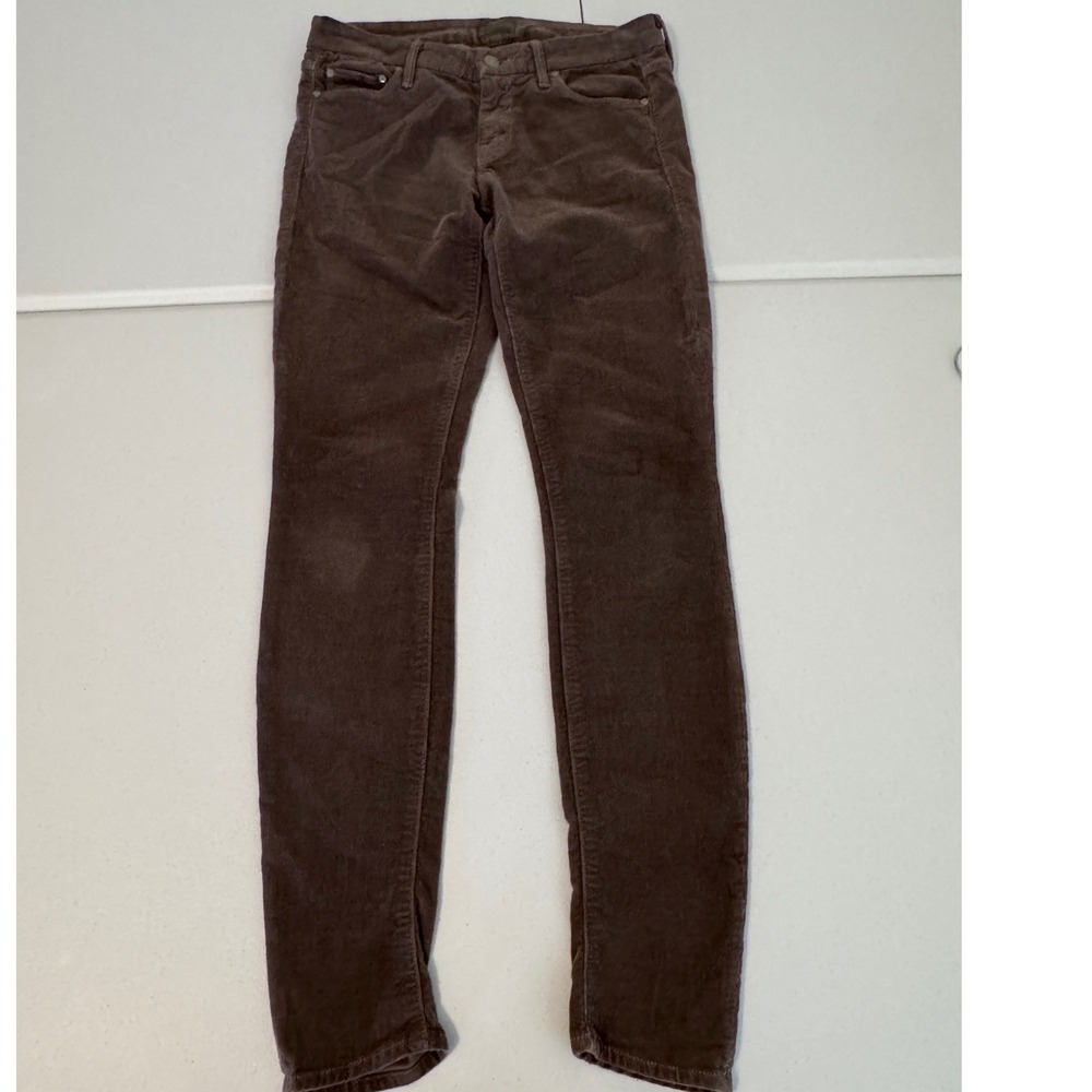 MOTHER Dark Brown Corduroy Slim Trousers